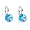 Strieborné náušnice visiace s kryštálmi Swarovski modré okrúhle 31229.3 aqua