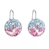 Strieborné náušnice visiace s kryštálmi Swarovski mix farieb okrúhle 31176.3 water lilly