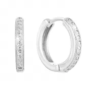 Strieborné náušnice kruhy so zirkónom v bielej farbe 11316.1