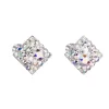 Strieborné náušnice pecka s kryštálmi Swarovski ab efekt kosoštvorec 31169.2