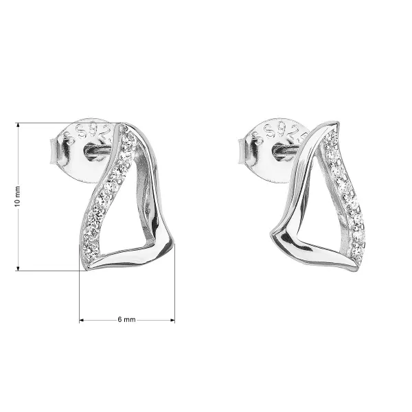 Strieborné náušnice pecka so zirkónom v bielej farbe 11100.1