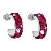 Strieborné náušnice kruhy s kryštálmi Swarovski červený polkruh 31118.3 cherry