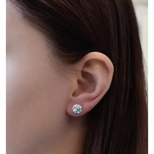 Strieborné náušnice pecka s kryštálmi Swarovski modré okrúhle 31336.3 light turquoise