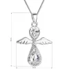 Strieborný náhrdelník anjel so Swarovski kryštálmi biely 32072.1