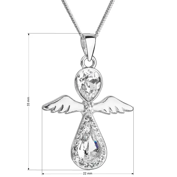 Strieborný náhrdelník anjel so Swarovski kryštálmi biely 32072.1