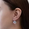 Strieborné náušnice visiace s kryštálmi Swarovski mix farieb okrúhle 31176.3 water lilly
