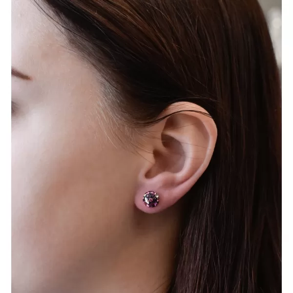 Strieborné náušnice pecka s kryštálmi Swarovski fialové okrúhle 31336.3 ametyst