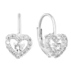 Strieborné náušnice visiace so zirkónom biele srdce 11225.1