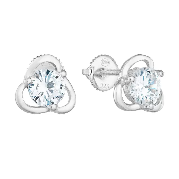 Strieborné náušnice Pecka so zirkónom v bilé farbe 11263.1