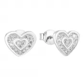 Strieborné náušnice pecka so zirkónom biele srdce 11025.1