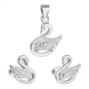 Sada šperkov so zirkónom náušnice a prívesok biela labuť 19010.1