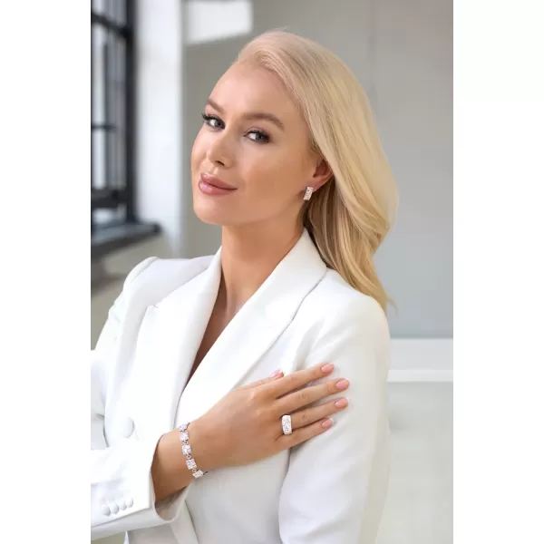 Strieborný náramok so Swarovski kryštálmi ružový 33047.3