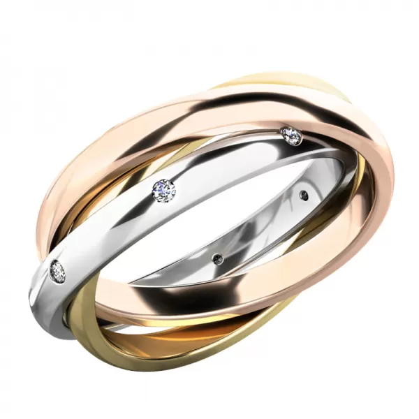 Dámsky prsteň biele zlato 585 prírodný diamant 0,120 ct G/SI - tri prstene 61075-DIA