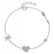 Strieborný náramok so zirkónmi srdiečko 13017.1
