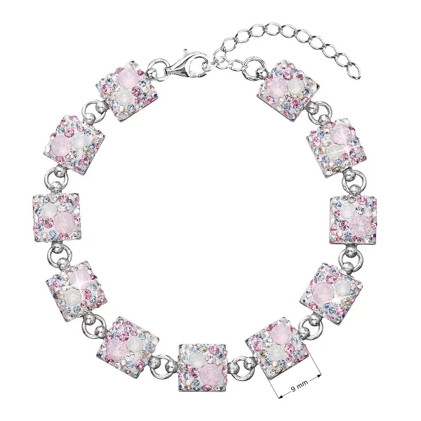 Strieborný náramok so Swarovski kryštálmi ružový 33047.3