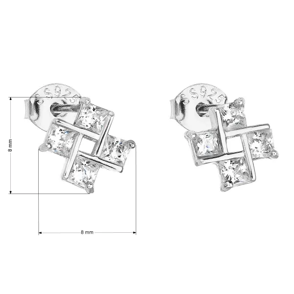 Strieborné náušnice pecka so zirkónom v bielej farbe 11117.1
