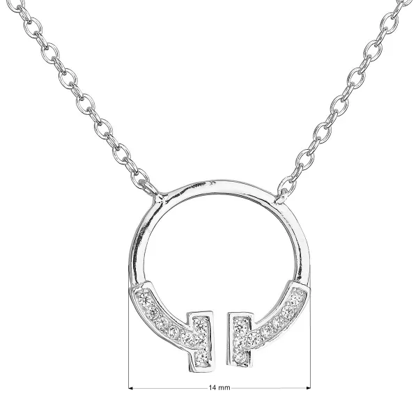 Strieborný náhrdelník so zirkónom v bielej farbe 12040.1