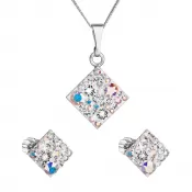 Sada šperkov s kryštálmi Swarovski náušnice, retiazka a prívesok ab efekt kosoštvorec 39126.2