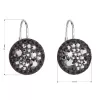 Strieborné náušnice visiace s kryštálmi Swarovski čierne okrúhle 31176.5 hematite