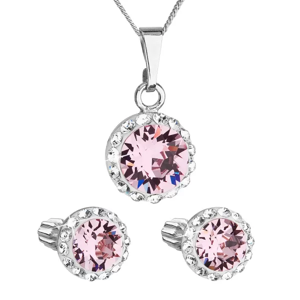 Sada šperkov s kryštálmi Swarovski náušnice, retiazka a prívesok ružové okrúhle 39352.3 light rose
