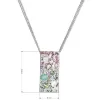 Strieborný náhrdelník so Swarovski kryštálmi ružovo-zelený obdĺžnik 32074.3 sakura