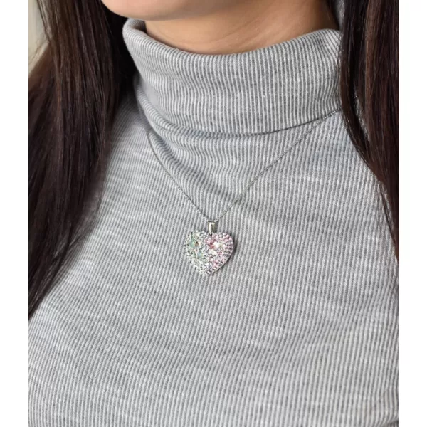 Strieborný prívesok s kryštálmi Swarovski mix farieb srdca 34243.3 sakura