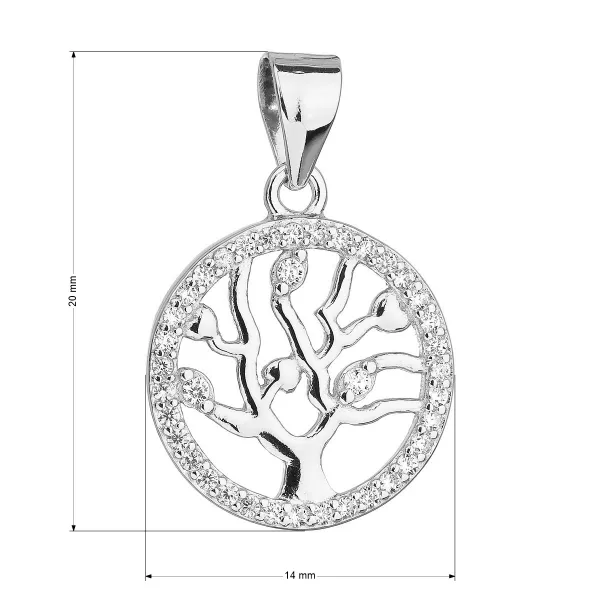 Strieborný prívesok so zirkónmi v bielej farbe strom života 14003.1