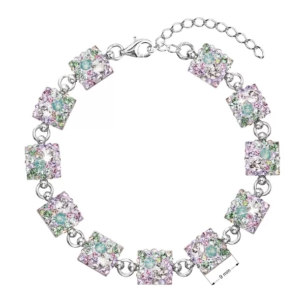 Strieborný náramok so Swarovski kryštálmi mix farieb 33047.3 sakura