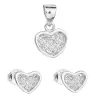Sada šperkov so zirkónom náušnice a prívesok biele srdce 19011.1