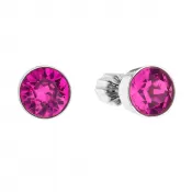 Strieborné náušnice pecka so Swarovski kryštálmi ružové okrúhle 31113.3 fuchsia
