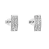 Strieborné náušnice pecka so zirkónom biely obdĺžnik 11021.1