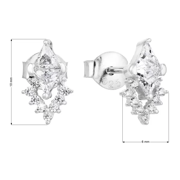 Strieborné náušnice pecka so zirkónom v bielej farbe 11140.1