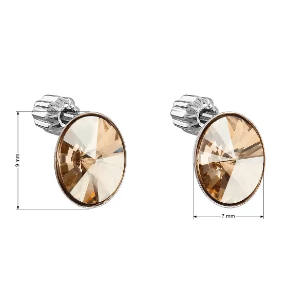 Strieborné náušnice pecka s kryštálmi Swarovski zlatý ovál 31274.5