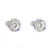 Strieborné náušnice pecka s kryštálmi Swarovski ab efekt okrúhle 31336.2