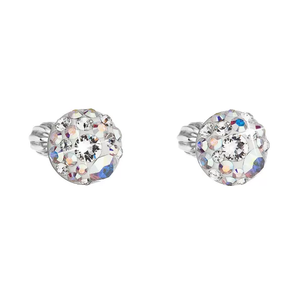 Strieborné náušnice pecka s kryštálmi Swarovski ab efekt okrúhle 31336.2