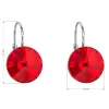 Strieborné náušnice visiace s kryštálmi Swarovski červené okrúhle 31106.3