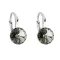 Strieborné náušnice visiace s kryštálmi Swarovski čierne okrúhle 31229.3