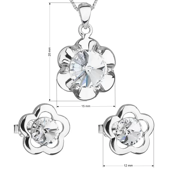 Sada šperkov s kryštálmi Swarovski náušnice, retiazka a prívesok biela kytička 39173.1