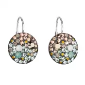 Strieborné náušnice visiace s kryštálmi Swarovski mix farieb okrúhle 31176.4 chameleón
