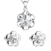 Sada šperkov s kryštálmi Swarovski náušnice, retiazka a prívesok biela kytička 39173.1