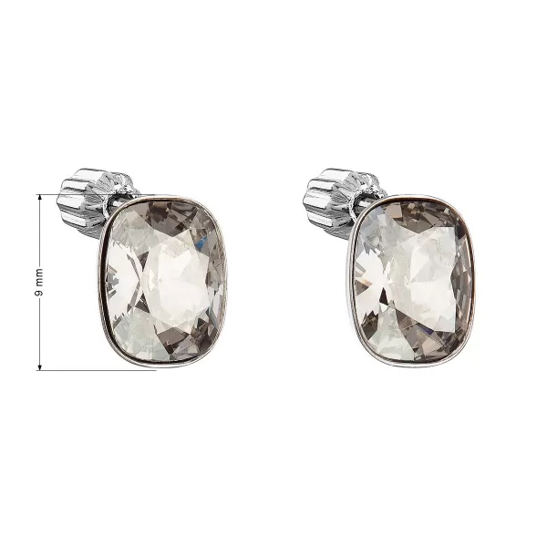 Strieborné náušnice pecka s kryštálmi Swarovski sivý obdĺžnik 31279.5