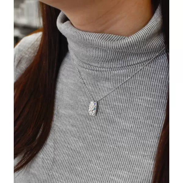 Strieborný prívesok s kryštálmi Swarovski AB efekt obdĺžnik 34194.2