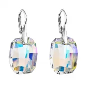 Strieborné náušnice visiace s kryštálmi Swarovski ab efekt obdĺžnik 31297.2