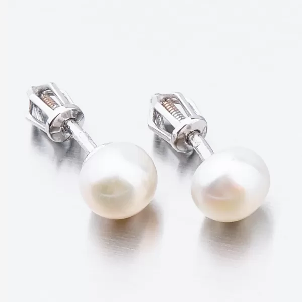 Dámske náušnice s perlou z bieleho zlata 52GZ-8002B-SR