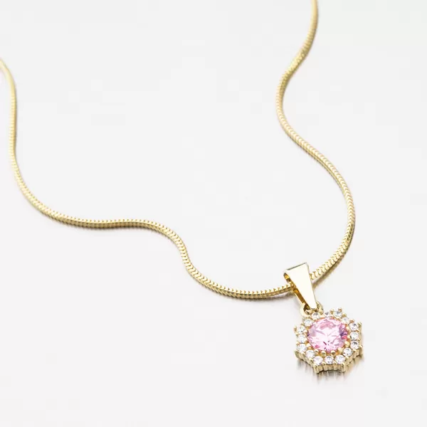 Zlatý prívesok s ružovým zirkónom 352P-130086-08