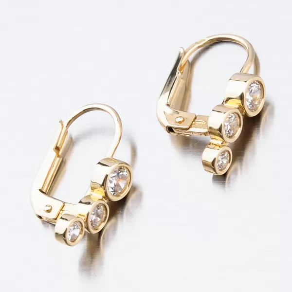 Dámske náušnice žlté zlato 585 zirkón visiaci zdobený 52GZ-8030Z-KL