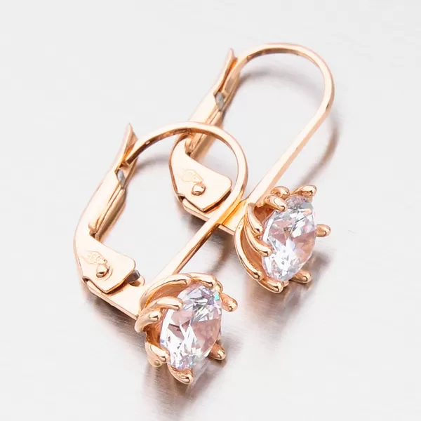 Dámske náušnice z ružového zlata so zirkónmi 52GZ-8001CV-KL