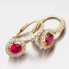 Dámske náušnice žlté zlato 585 zirkón s rubínom a 663P-120283-Č