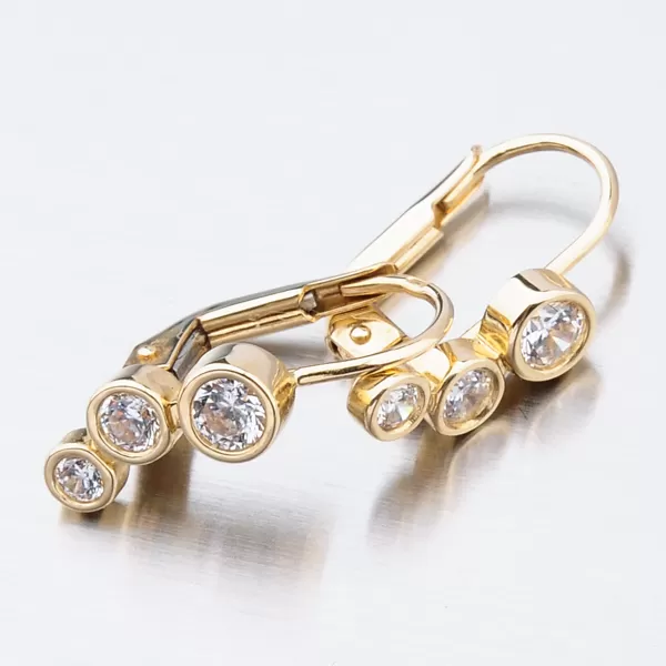 Dámske náušnice žlté zlato 585 zirkón visiaci zdobený 52GZ-8030Z-KL