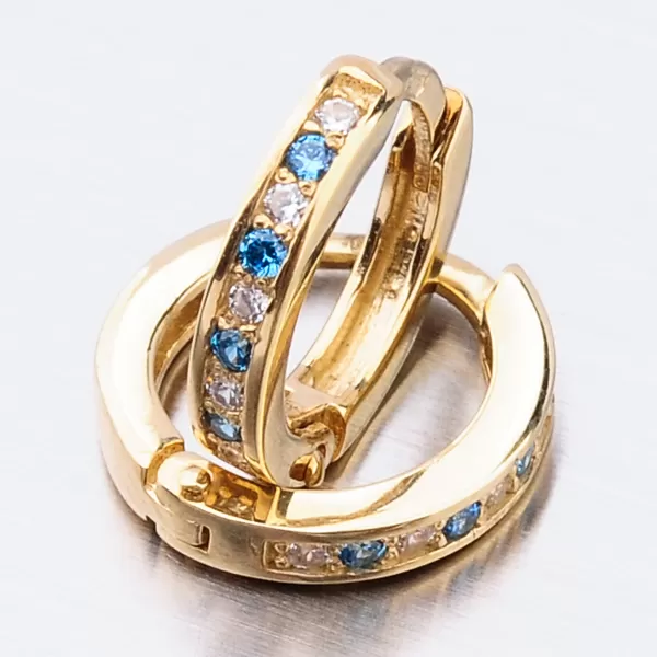 Detské náušnice žlté zlato krúžky 585 so zirkónmi 52GZ-3342ZMB